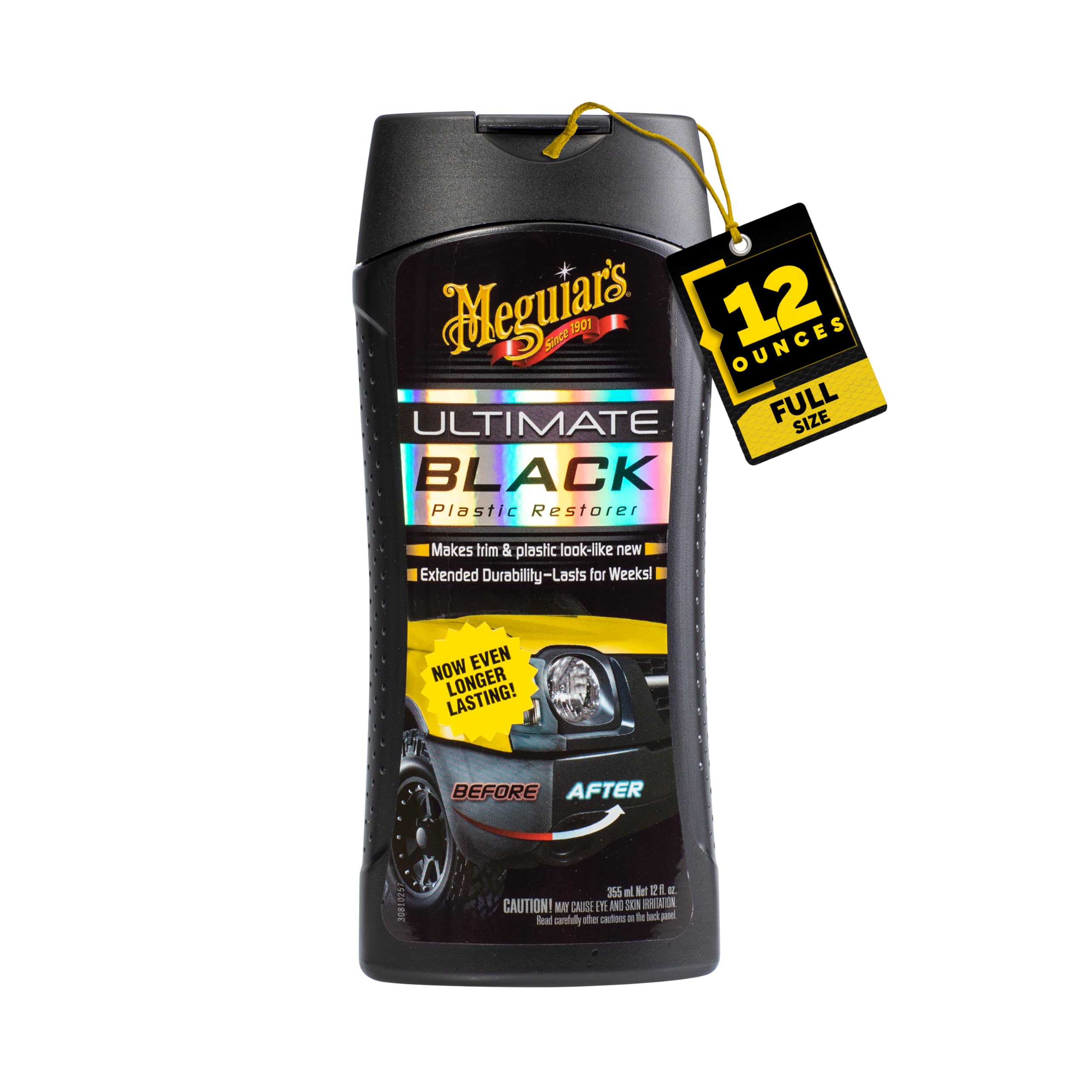 Photo 1 of Meguiar's Ultimate Black Plastic Restorer, Durable Car Restorer That Gives New Life to Exterior Black Plastic, Vinyl, and Rubber Trim, 12 Oz Bottle
