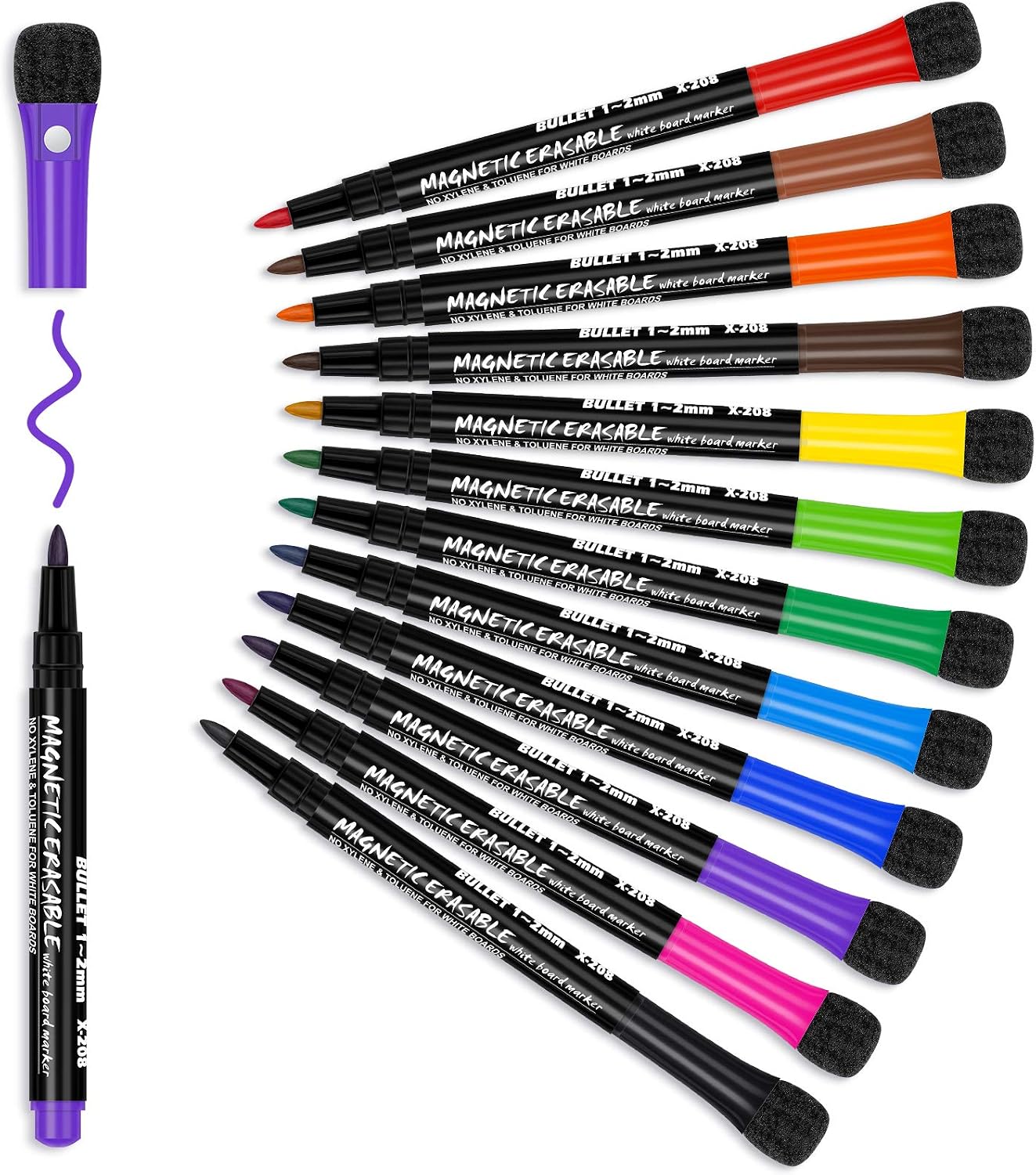 Whiteboard Pens Whiteboard Markers: 12 Magnetic Whiteboard Pens and Eraser set