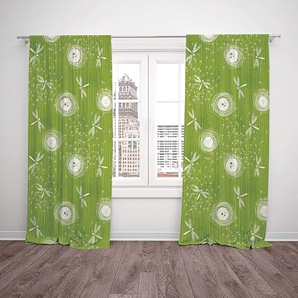 Polyester Window Drapes Kitchen Curtains Dragonfly Sketch Style