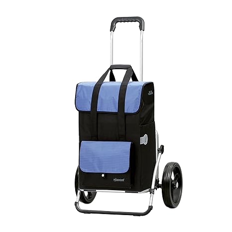 Andersen Einkaufstrolley Royal XXL und 43 Liter Einkaufstasche Vektor schwarz/blau mit Kühlfach Einkaufswagen Gestell aus Alu