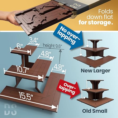 Wooden Display Stand – 3-Tier Retail Shelf For Jewelry, Cupcakes, Cosmetics & More