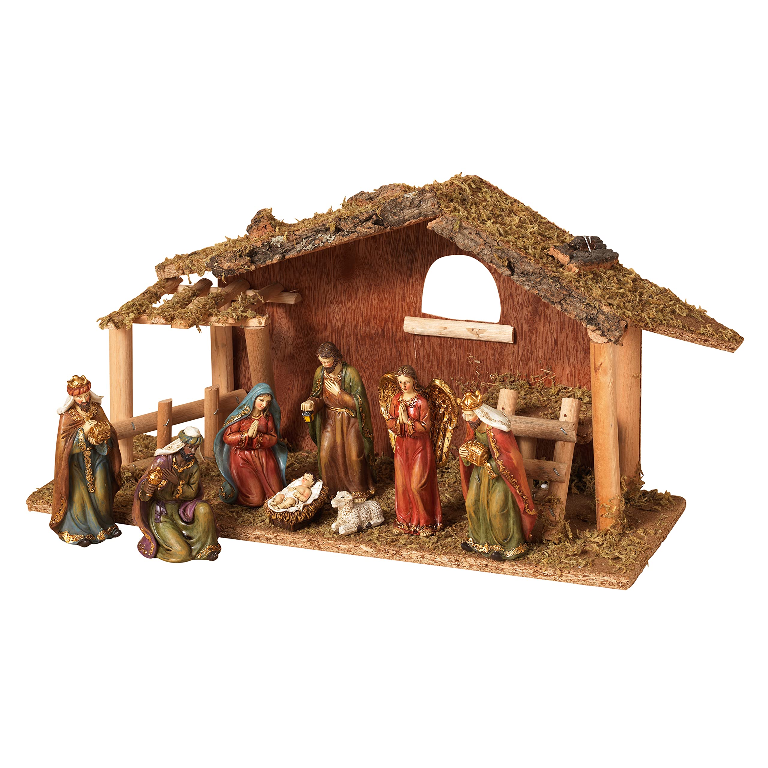 Photo 1 of (one piece is broken) GIL 9 Pc 15.25" L Resin Nativity Sc Christmas, 15.25InL x 5.25InW x 8.25InH, Multicolor