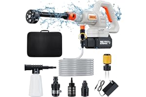 MIMYTH Cordless Pressure Washer; 1200PSI Brushless White Cordless Power Washer with Brushless Motor, 4.0Ah Battery&Charger, 6-in-1 Nozzle, 3 Power Level Touch Screen; powerwasher for Cars/Yard