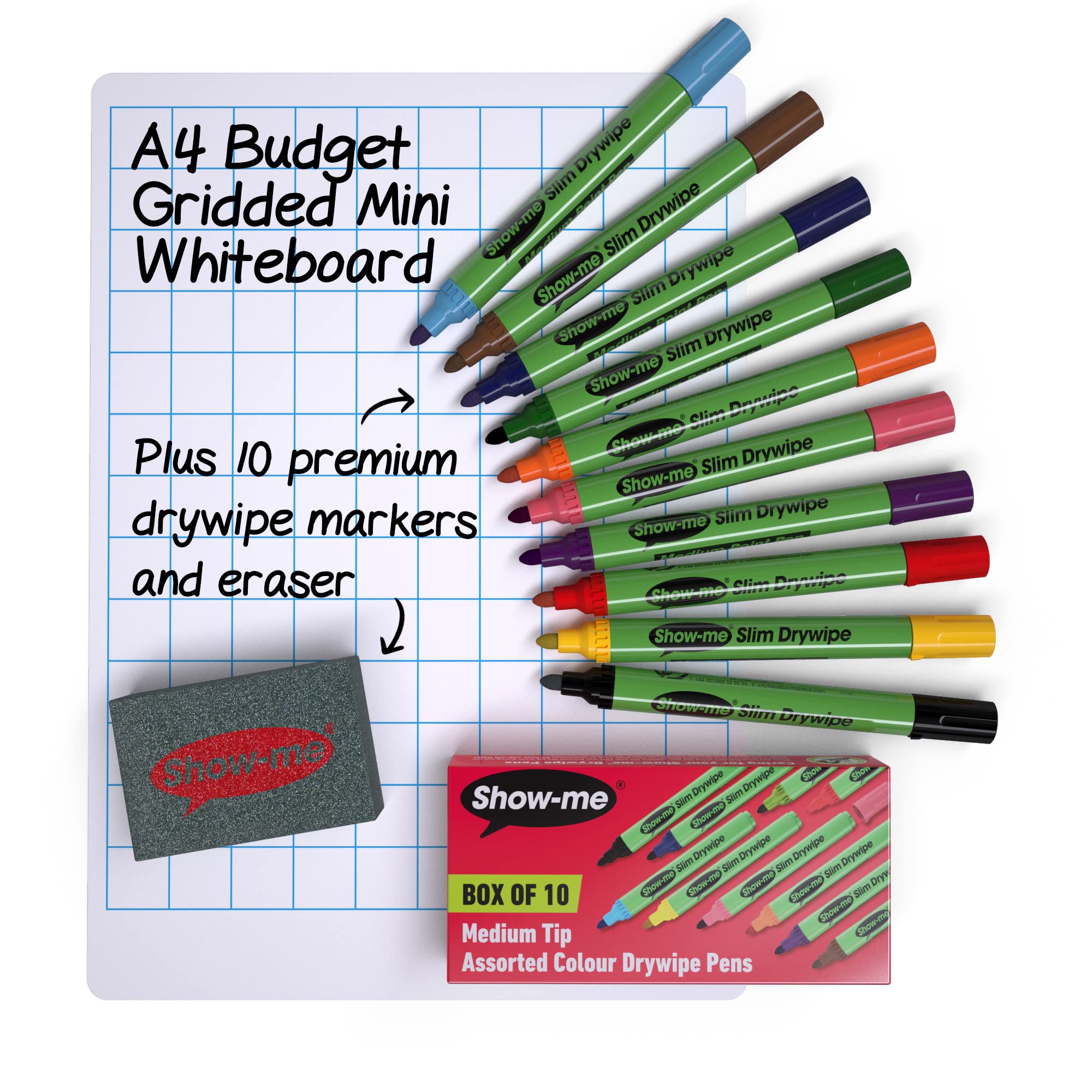 Show-me A4 Gridded Mini Whiteboard Kit