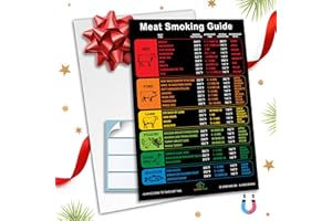 SUPERB HOME Best Improved Version Meat Temperature Chart Smoking Guide Magnet Beautiful Color Coded More Meat Types (46) & Wood Flavors Smoker Accessories Gifts for Men BBQ Pellet Grill Cooking Time Cookbook