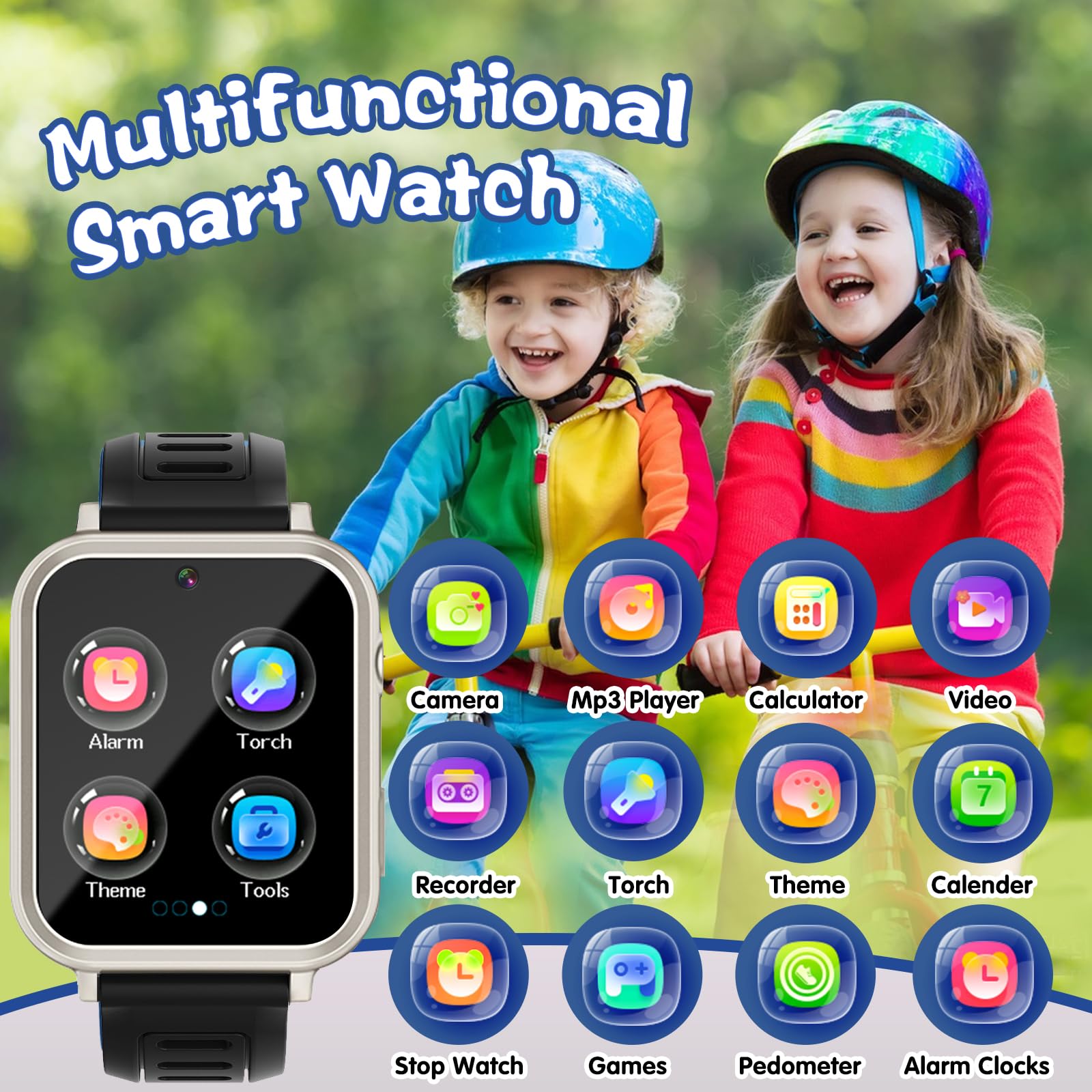 Sedzofan Kids Game Smart Watch with 24 Puzzle Games HD Touch Screen Camera Video Music Player Pedometer Alarm Clock Flashlight 12/24 hr Kids Watches Gift for 4-12 Year Old Boys Girls Toys for Kids