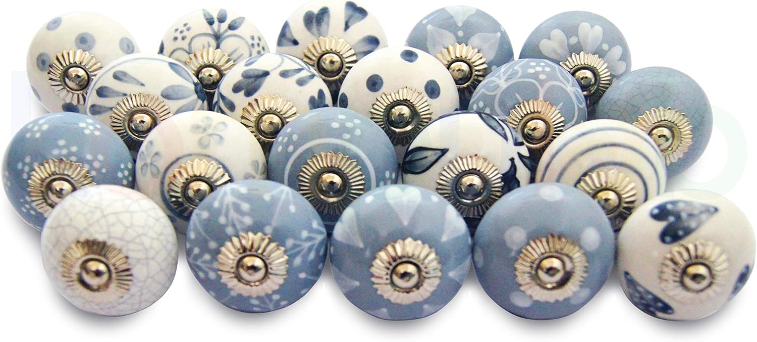 ByMann Tiradores de Cerámica para Gavetas 20 PCs | Pomos Redondos