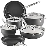 Hestan TITUM Fusion 10-Piece Nonstick Cookware Set, Double Impact Stainless Steel Base & Aluminum Body, Induction Compatible, Made without PFOAs
