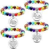 Jadive 4 Pcs Teacher Appreciation Gifts Bracelets for Women Healing Beads Bracelet 7 Chakra Crystals Bracelet End of Year Thank You Gifts for Teacher