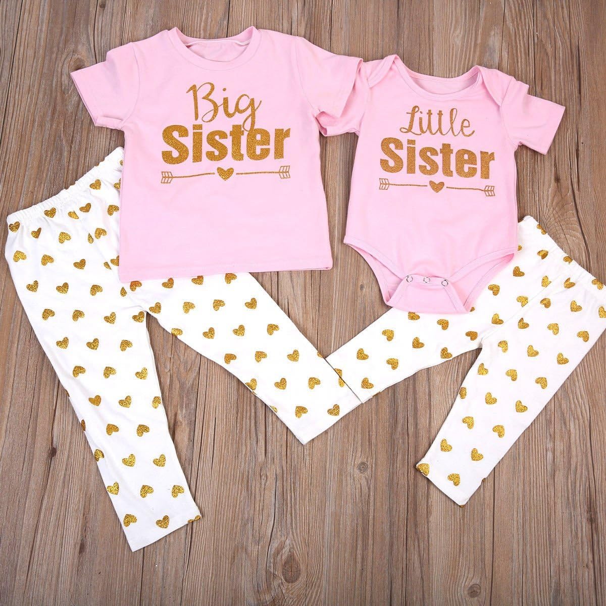 WANGSOAR Newborn Baby Little Sister Romper Big Sister T-Shirt+Long Pants Clothes Outfits