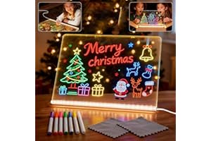 EISNZLAN LED Note Board with Colors, Acrylic Dry Erase Board with Light,Glowing Acrylic Message Board,with Adjustable Stand and 7 Markers,for Room/Store/Office/Festival/Gift,11.8"x7.9"