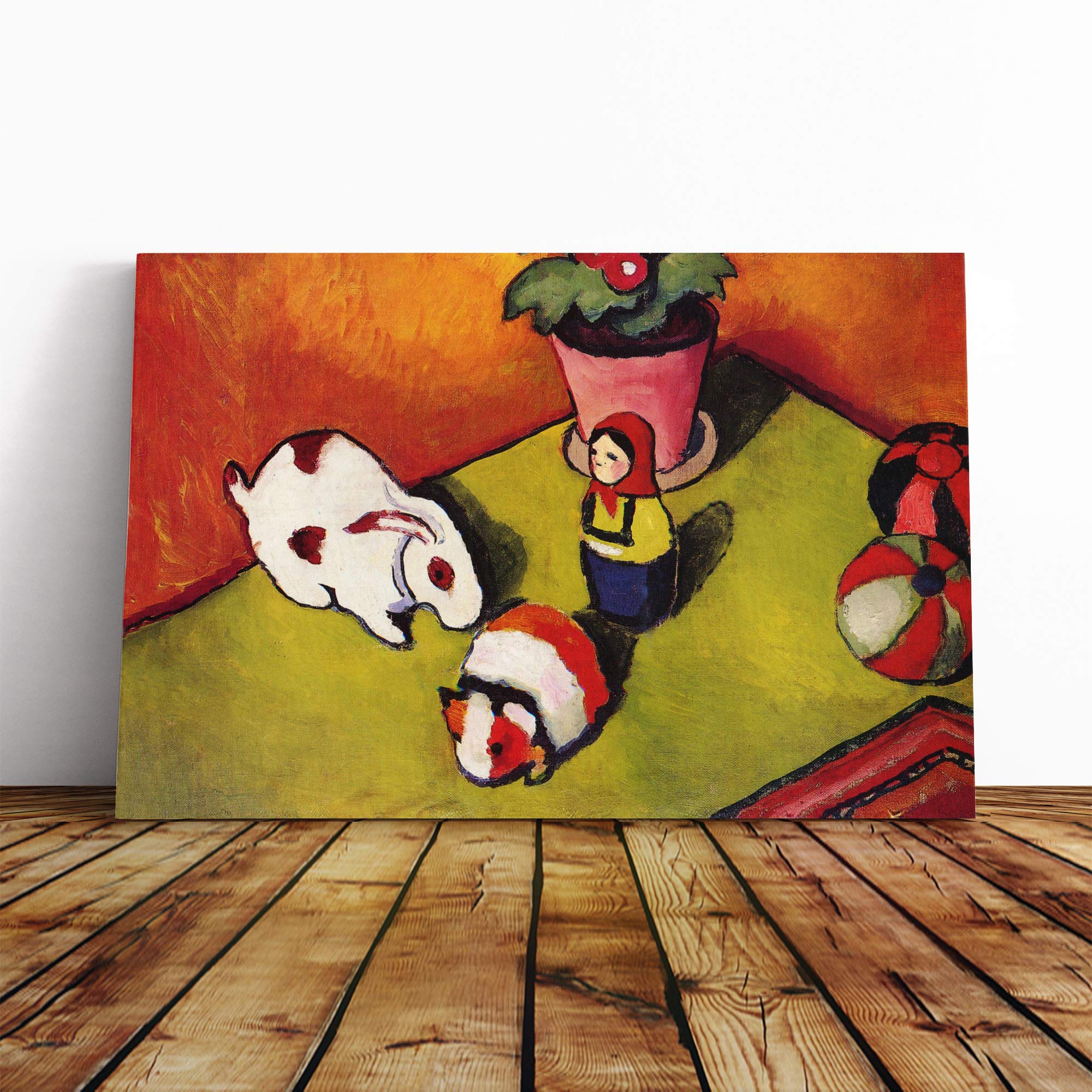 August Macke Toys Canvas Print | Gallery Wrapped 30mm Frame Wall Art | 20x14 inches | Ready to Hang | Modern Picture | Living Room Bedroom Lounge Office