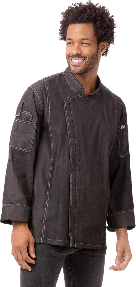black denim chef coat