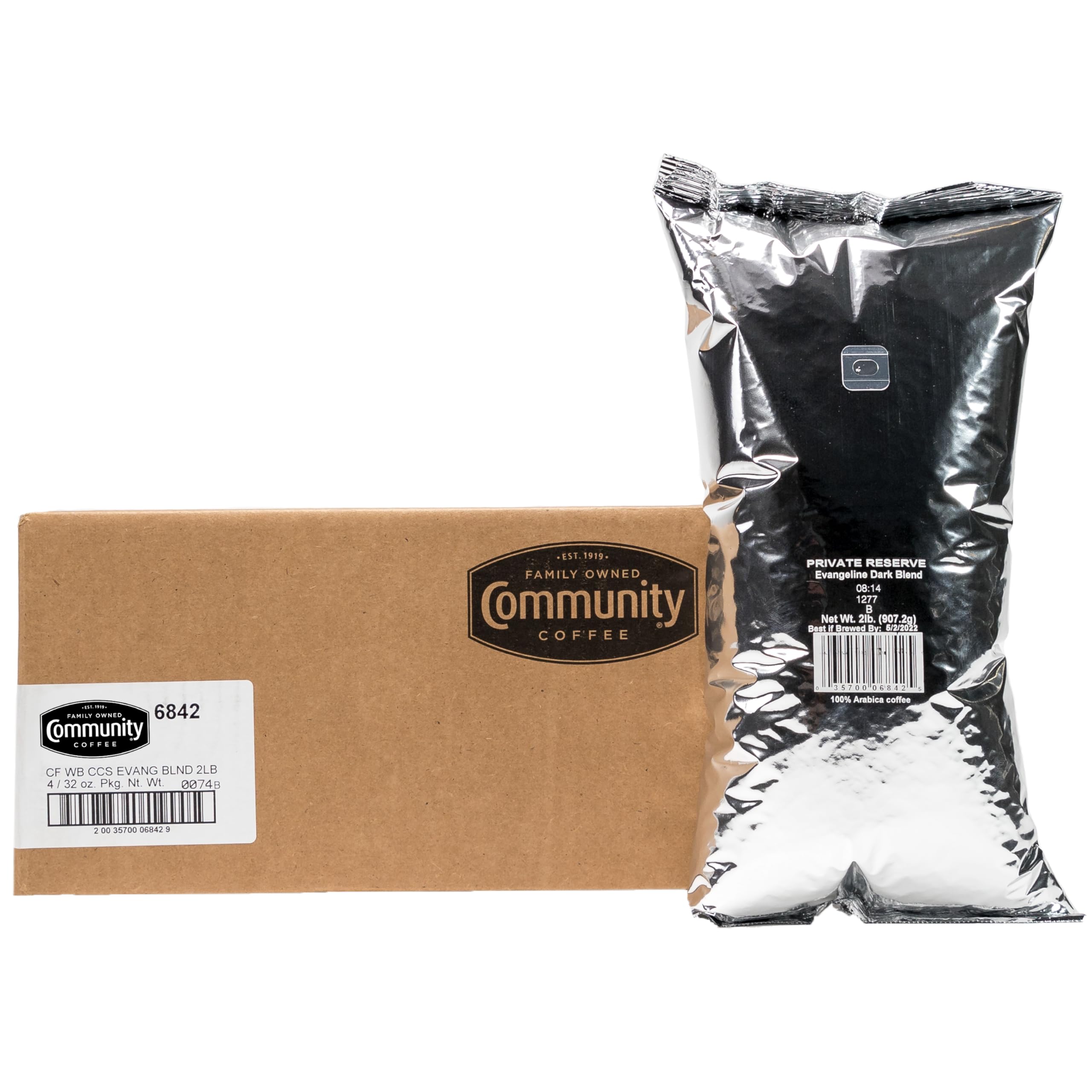 Community Coffee Private Reserve Evangeline Blend Whole Bean Coffee, Dark Roast, 32 Ounce Bag (Pack of 4) Image