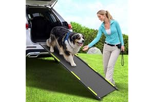 Dog Ramp for Car, Non-Slip & Easy to Clean Textured Surface, 63 Inch 2-Fold Lightweight 14.68 Lbs Pet Ramp for Medium & Large