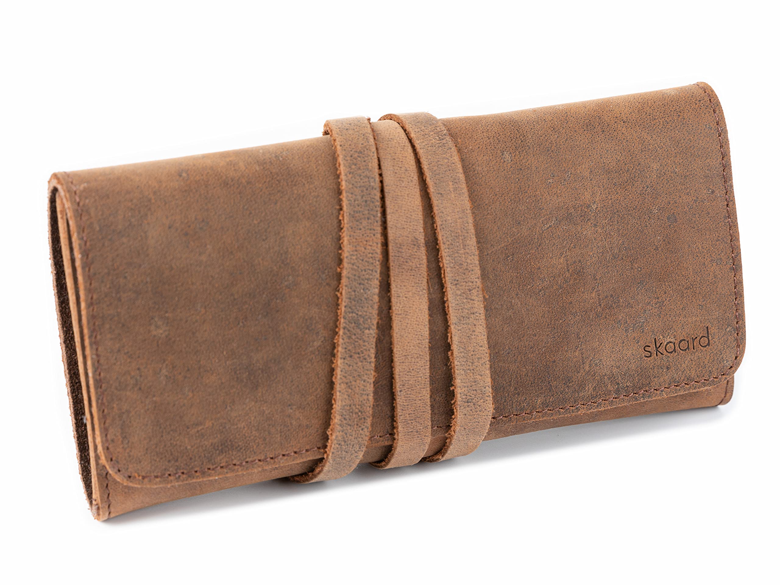 skaard Big Pencil Case | Genuine Buffalo Leather | for Pens & Brushes| Brown