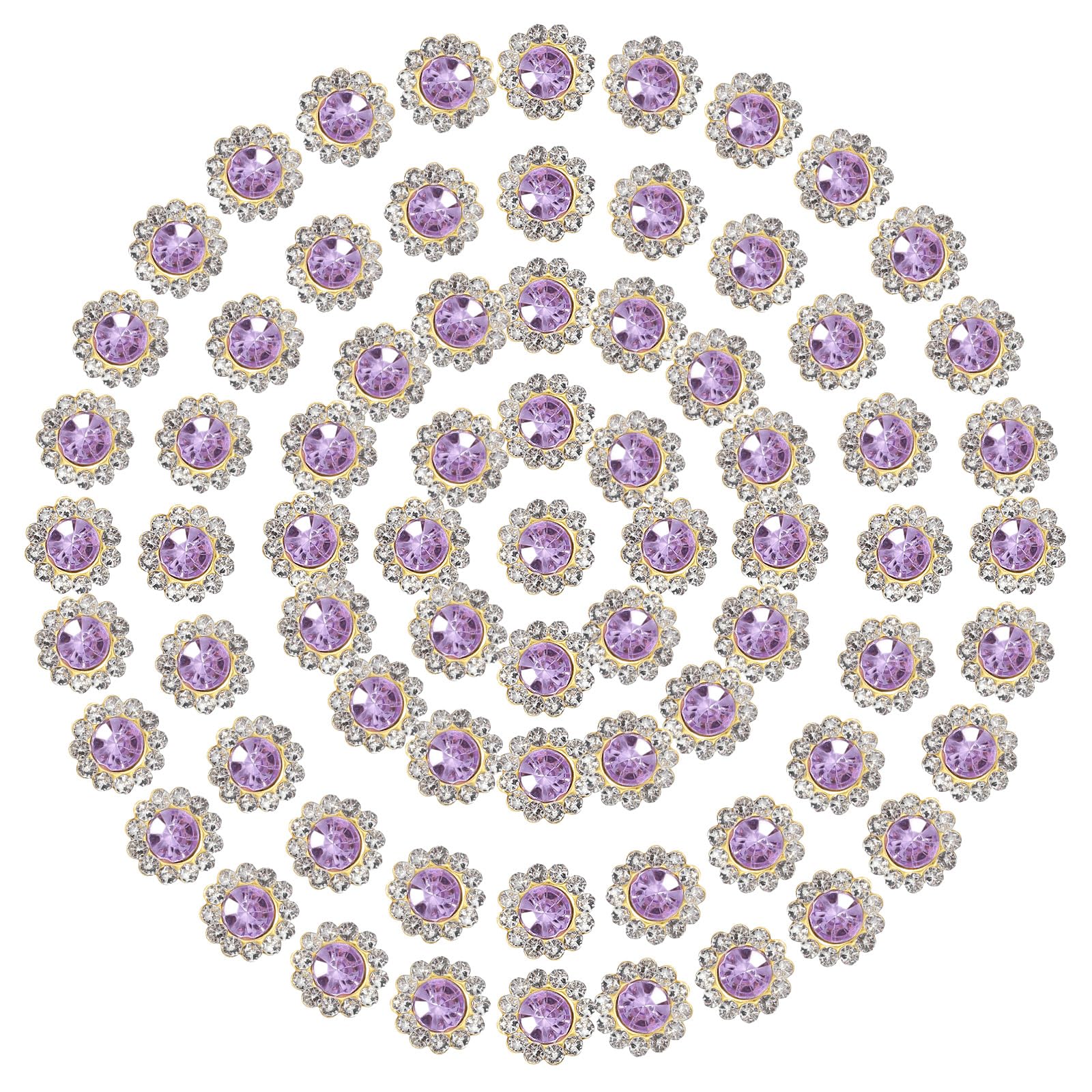 PATIKIL 100 Pcs Sew on Rhinestones Crystals 10mm 2 Layers Sewing Sunflower Flower Claw Rhinestones Crystals Glass Gems Metal Base for Wedding Dress Clothes Crafts Decoration, Purple