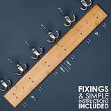 LARHN Wall-Mounted Coat Rack 6 Matt-Nickel Triple Hooks Bamboo Base 59 cm view 5