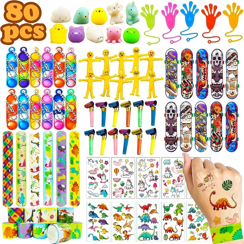 Wleozys 80pcs Party Bag Fillers Kids Toys Prize Box Assortment