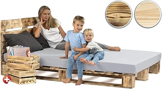 Sunnypillow Palettenbett Mit Kopfteil 140 X 200 Cm Holzbett Bett