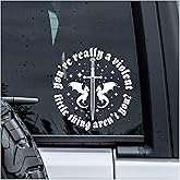 MYMKO You’re Really a Violent Little Thing Decal, Dragon Car Window Decals, 6 Inches UV DTF Tranfer Car Stickers, Weatherproof Car Truck Window Bumper Sticker, Car Stickers and Decals for Book Lover