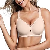 LUCKMEEY Womens Wireless Push Up Bras Sexy V Mesh Supportive Seamless T-Shirt Bra No Underwire (U-Back & Crossback)