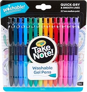 Crayola Take Note Medium Point Washable Gel Pens Set, Stocking Stuffer, Age 6+ - 14 Count