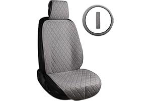 ENOGE Linen Car Seat Covers Front Seat Covers Breathable Cloth Fabric Car Seat Protector Universal Fit Most Automotive, Van, SUV, Trucks(Gray, 1 Front Set)