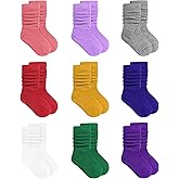 Auranso Little Girl Slouch Socks Knee High Cotton Socks 9 Pairs Girls Long Crew Socks