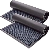 Sierra Concepts 2-Pack Striped Door Floor Mat - Indoor Outdoor Rug Entryway Welcome Mats with Rubber Backing for Shoe Scraper
