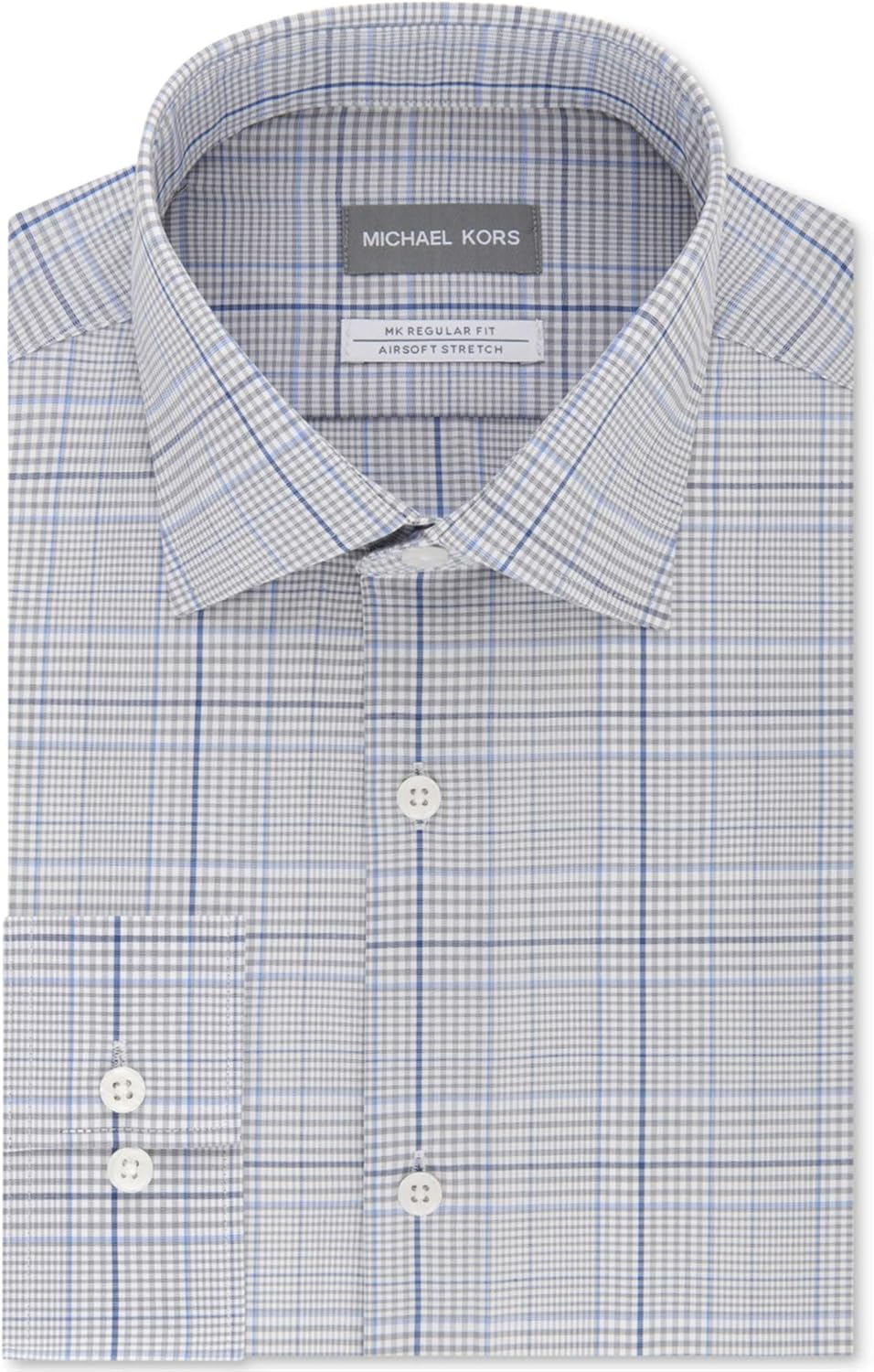 michael kors men's stretch gingham check shirt