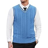 COOFANDY Men's Sweater Vest V Neck Slim Fit Casual Sleeveless Twisted Knitted Pullover Sweater