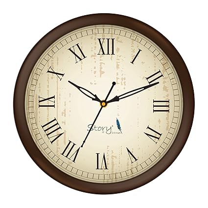 Story@Home Round Plastic Wall Clock (25 cm x 25 cm x 4 cm, Brown, WC1402)