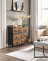 SONGMICS Chest of Drawers 7-Drawer Cabinet Rustic Brown Black LTS137B01 view 8