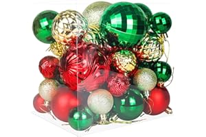 Annecy Christmas Tree Ornaments - 36 PCS Shatterproof Christmas Ball Ornaments Set for Holiday, Wreath & Party Decorations (Multi-Size, Red, Green, Gold)