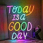 Gyaksjm Today is a Good Day Neon Sign Letter Neon Light Colorful Words Neon Light Sign Motivation LED Light Sign for Bar Cafe Restaurant Office Living Room