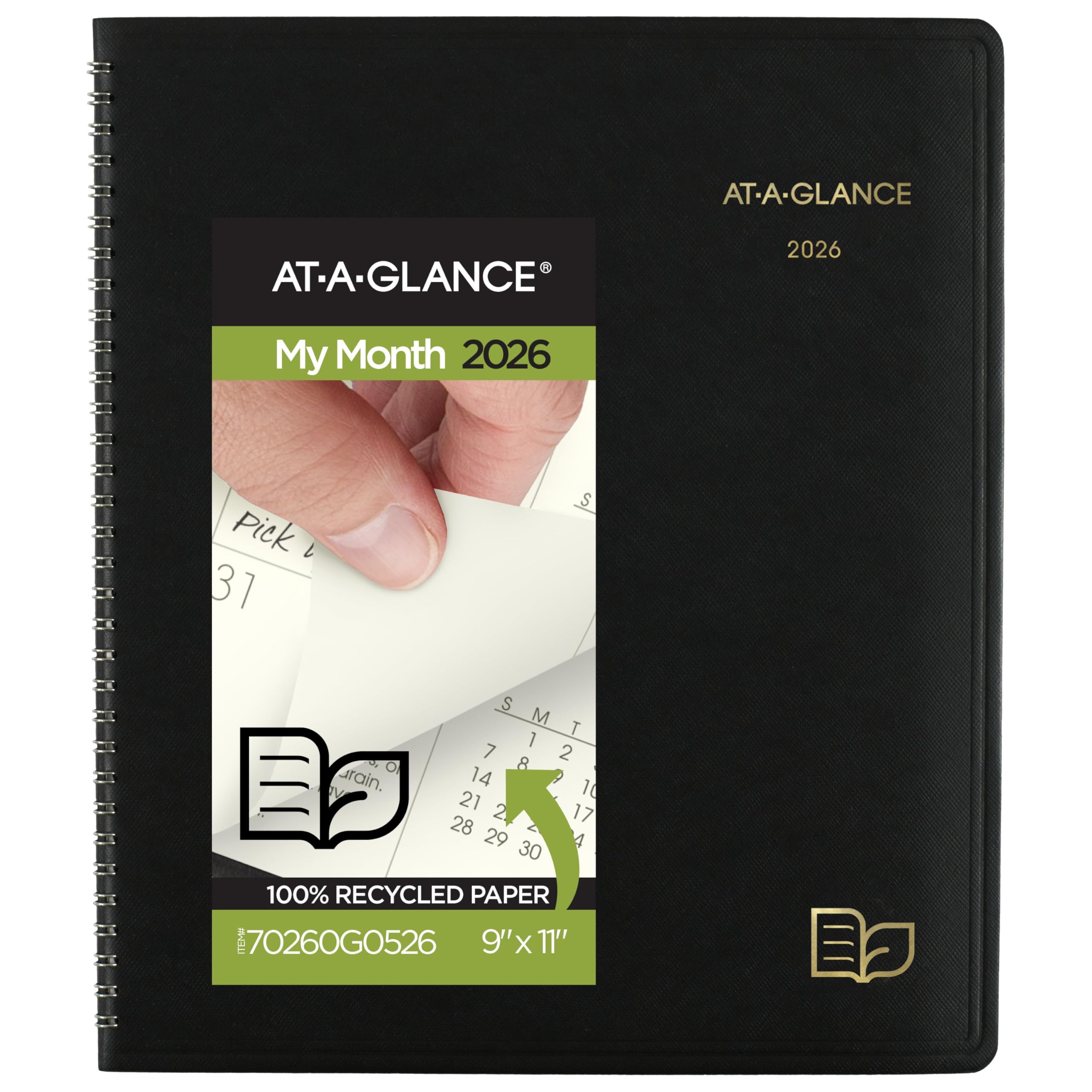 Photo 1 of AT-A-GLANCE 2026 Planner, Monthly, 9" x 11", Large, Recycled, Black (70260G0526)