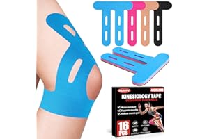 NUITPY 16 PCS Kinesiology Tape for Knees, 4 Colors Knee Support Tape, Precut Knee Tape for Knee Stability, Athletic Tape, Kinetic Tape for Knee
