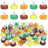 TaoQ C 40 PCS Mini Hanging Pumpkin Decoration Thanksgiving Mini Pumpkin Ornament Fall Small Hanging Acrylic Ornaments for Tree Home Autumn Harvest Party Thanksgiving Decor