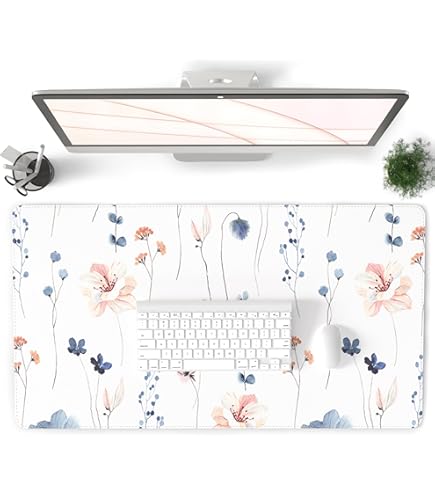 White Daisy Desk Pad Protector, Gaming Mouse Pad, Office Desk Mat - View #3
