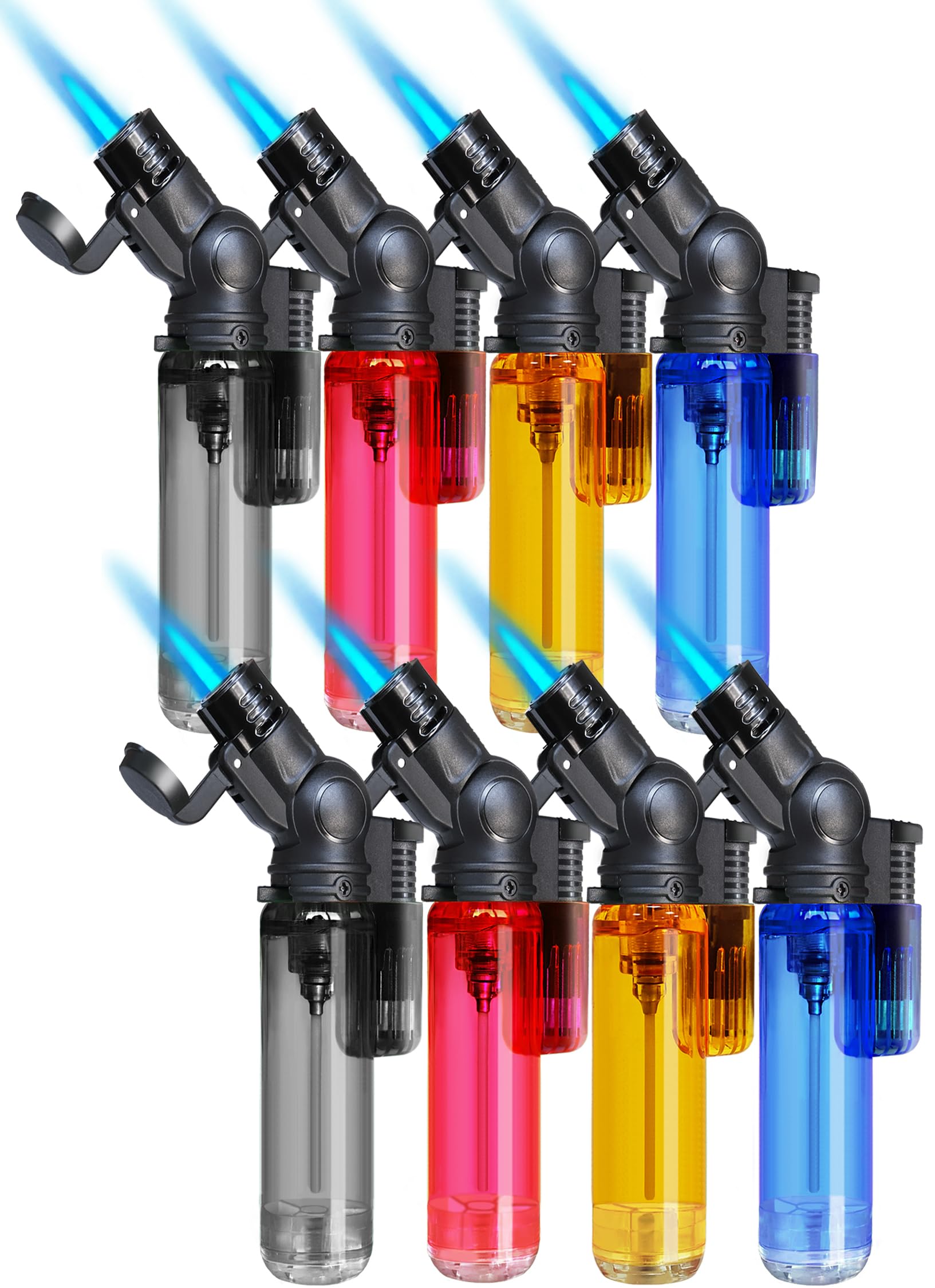 Photo 1 of 8 Pack Torch Lighter Mini Refillable Butane Lighters Single Jet Flame 45° Rotatable Torch Lighters Windproof Adjustable Butane Gas Lighter for Candle Camping Fireplace Party BBQ Grill(Without Fuel)