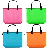 hsmyank Reusable 4Pack Colorful Mesh Beach Tote Bags,Mesh Shopping Bag With Drawstring For Travel,Toys,Gift Or Laundry … …