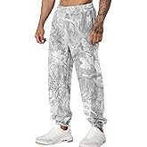 MSBESYOR Men’s Camo Baggy Sweatpants Graphic Print Workout Streetwear Joggers Pants for Men Fleece Sweats with Pockets