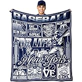 Racigomr Gift for New York, Baseball Blanket 60"x50", City Baseball Gifts for Men Women, City Baseball Fans Flannel Throws, Blanket Throws for Birthday Ideas