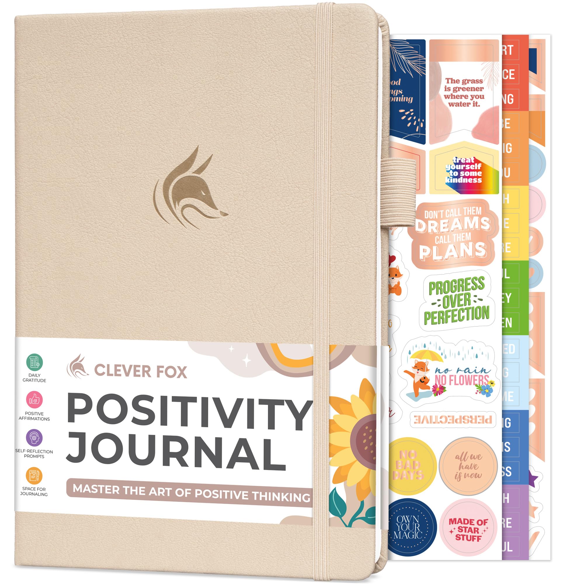 Clever Fox Positivity Journal – Daily Gratitude & Affirmation Journal with Prompts – Motivational Mental Health Journal for Women & Men with Habit Tracker – Lasts 6 Months, A5 Size (Seashell)