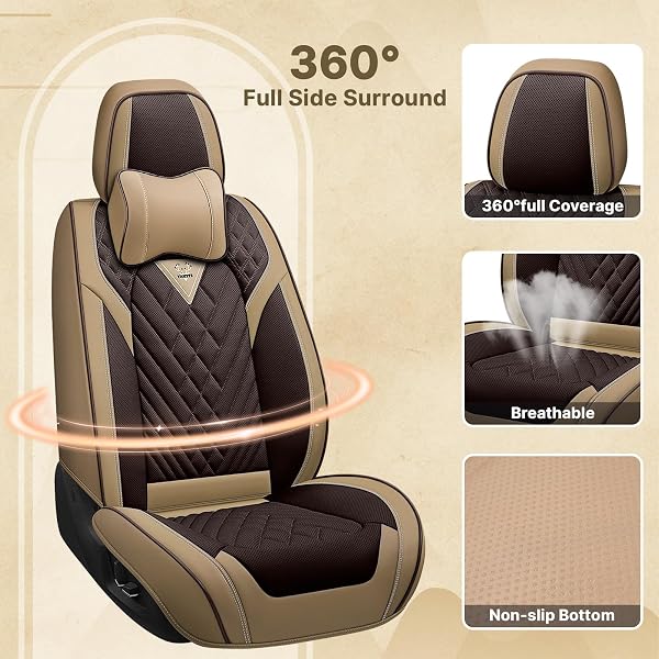 AUTOSEATPROTECTOR LEATHER SEAT COVERS FIT FOR 2009-2025 F150 SEATS, 2011-2025 F250 F350 F450 SEATS, FULL COVERAGE PICKUP TRUCK SEAT COVER (FULL SET WITH PILLOW, BROWN COFFEE)