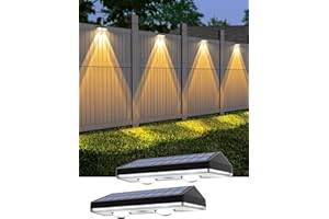 UGDLUCK Solar Fence Lights ,Warm White & Cold White & Mixed Color 3 Modes Bright Lens LED Dusk to Dawn Deck Light, Fence Solar Lights Outdoor Waterproof,Solar Outdoor Lights for Backyard/Railing/Wall (2Pack)