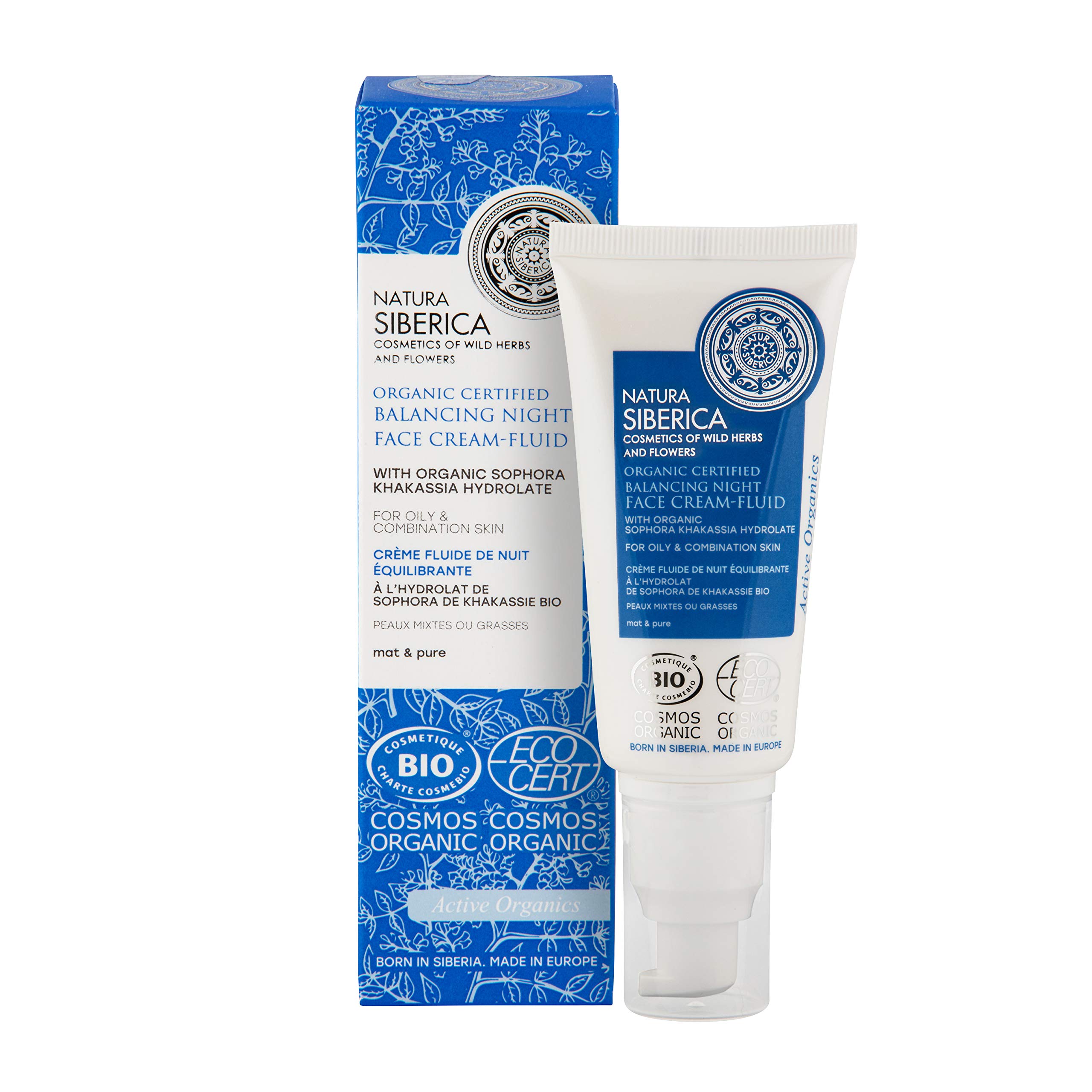 Natura Siberica Organic Certified Oily & Combination Skin, Balancing Night Face Cream-Fluid