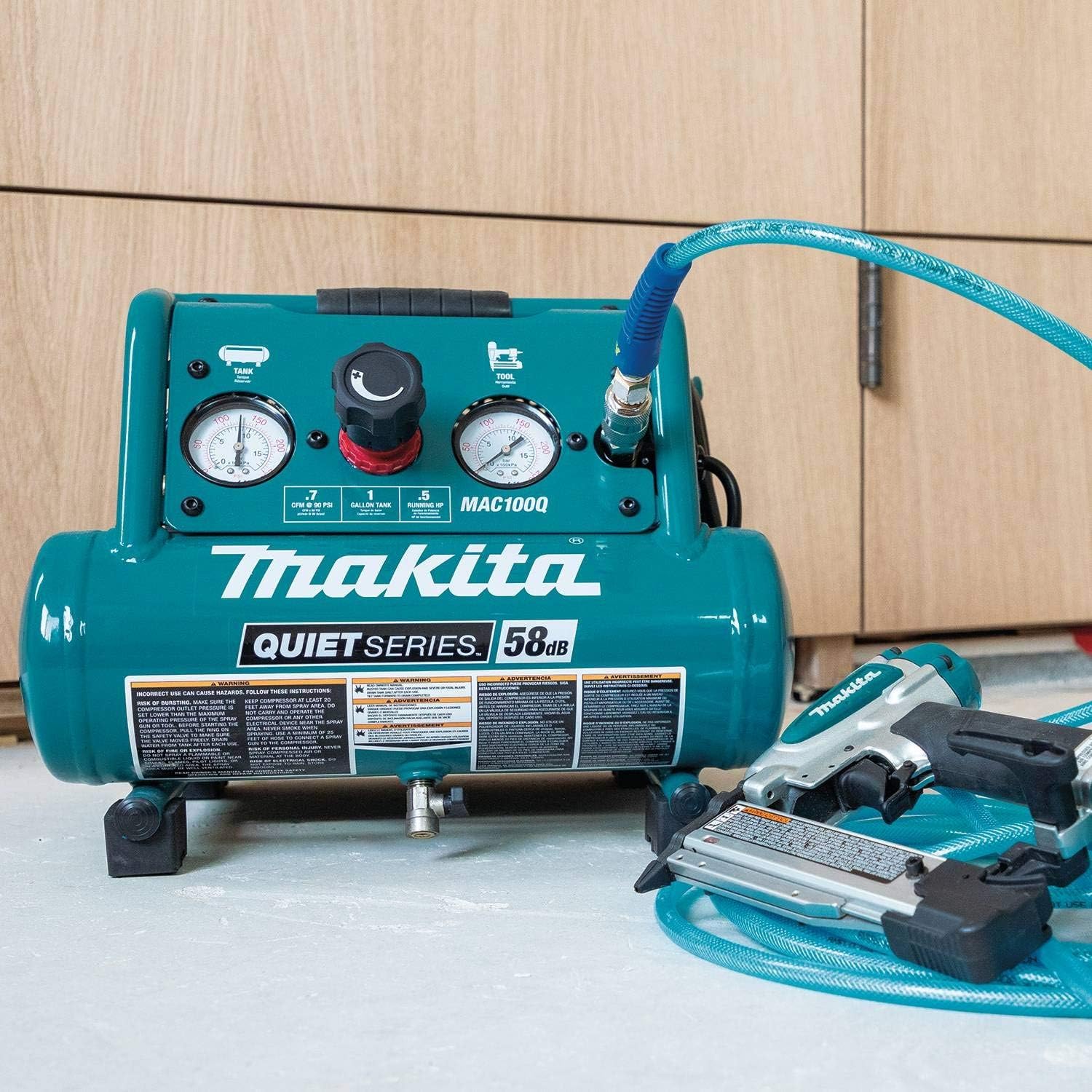 Makita MAC100Q Quiet Series, 1/2 HP, 1 Gallon Compact, Oil-Free, Electric Air Compressor: Home Improvement