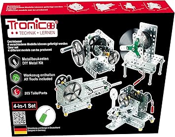 Tronico Metal Construction Kit 4 In 1 Gear Set 4 Different Models 3 Parts Motor With Function Tool Set From 12 Years Instructions For Adults Metal Construction Systems Amazon Co Uk Toys Games Tronico Metal Construction Kit 4 In 1 Gear Set 4 Different Models 3 Parts Motor With Function Tool Set From 12 Years Instructions For Adults Metal Construction Systems Amazon Co Uk Toys Games